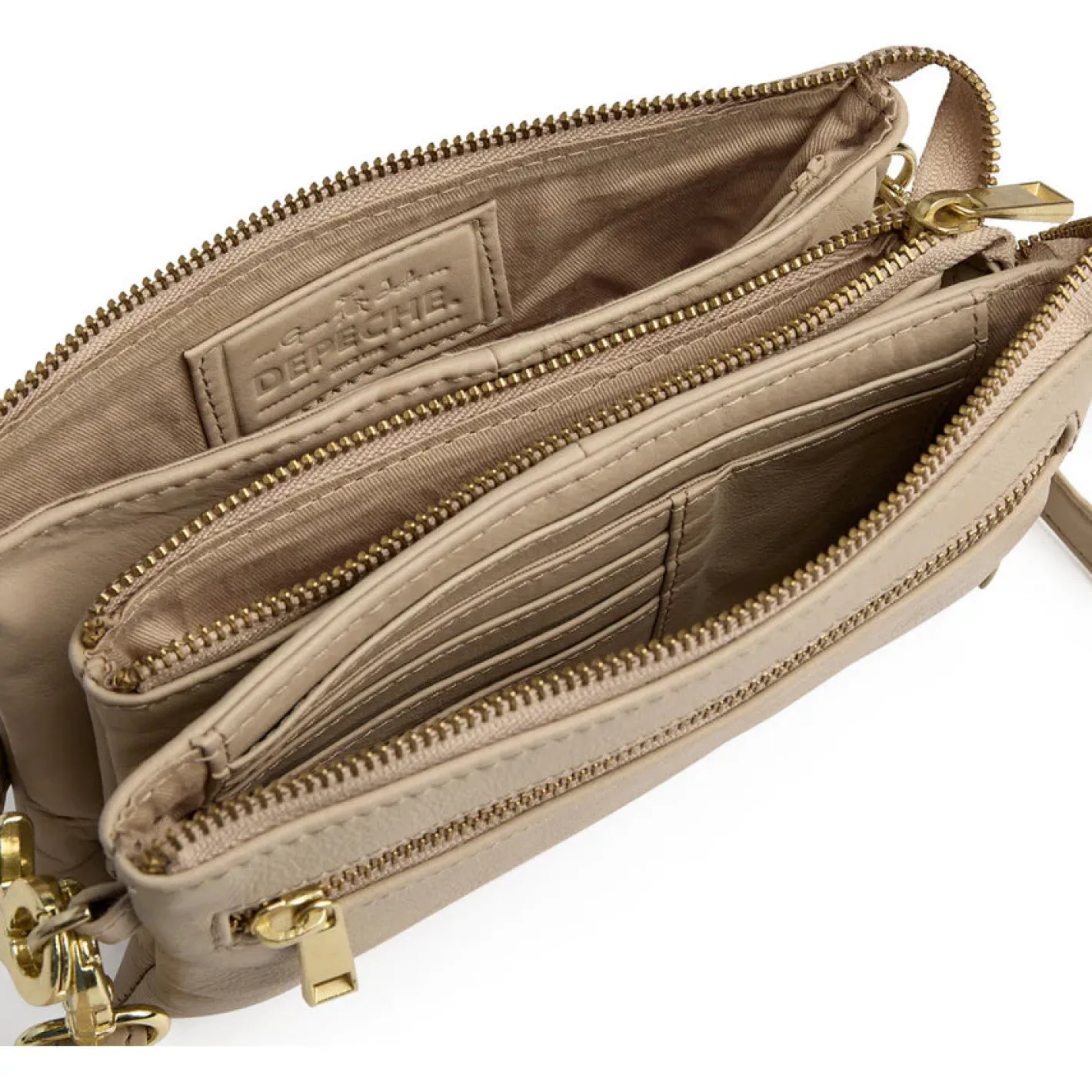 depeche___beige_leather_c_2.webp Depeche - 11998 Beige Leather Clutch Crossbody Bag