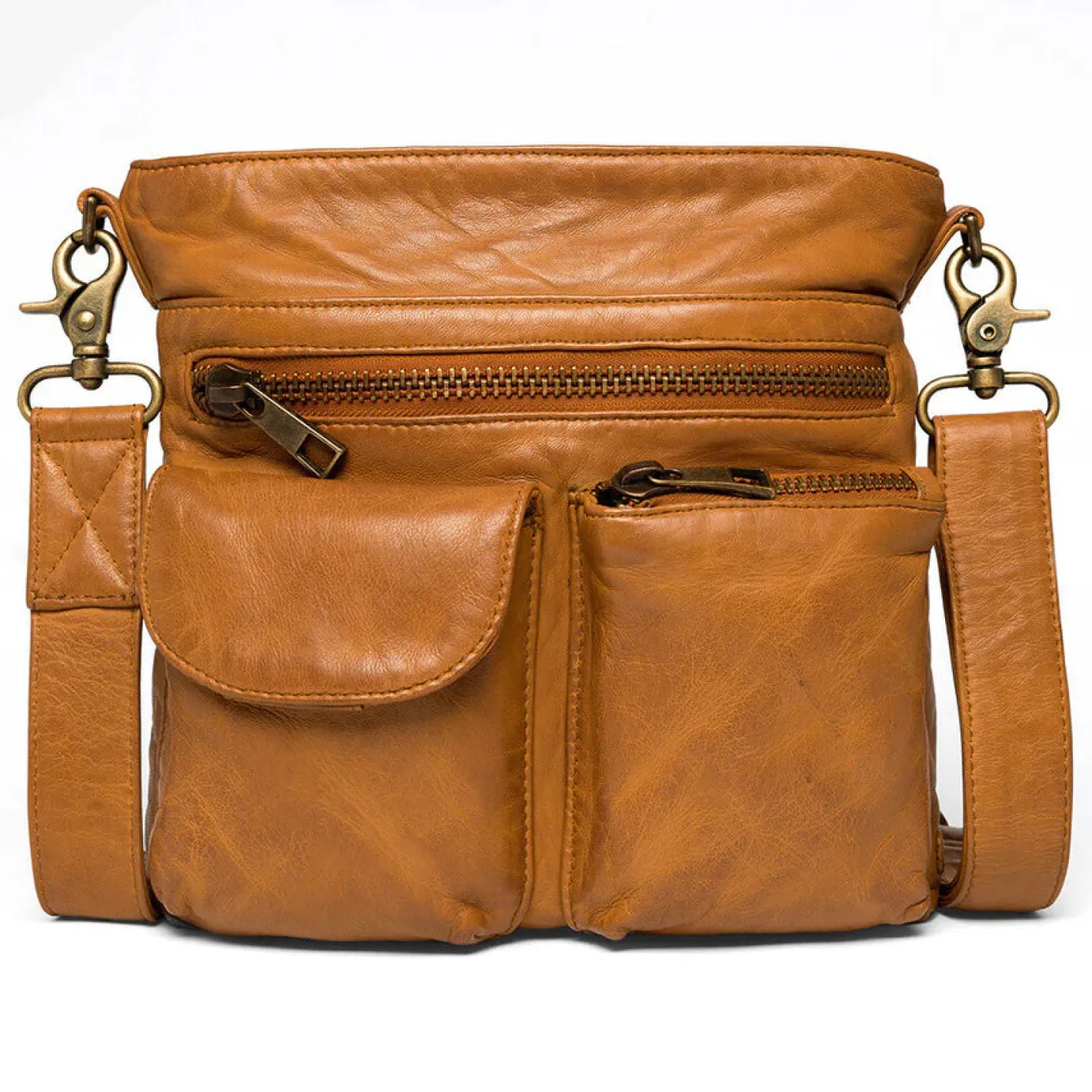 depeche___tan_leather_cro_0-1.webp Depeche - 15350 Tan Leather Crossbody Bag