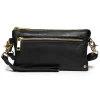 Depeche -11998 Black Leather Clutch Crossbody Bag