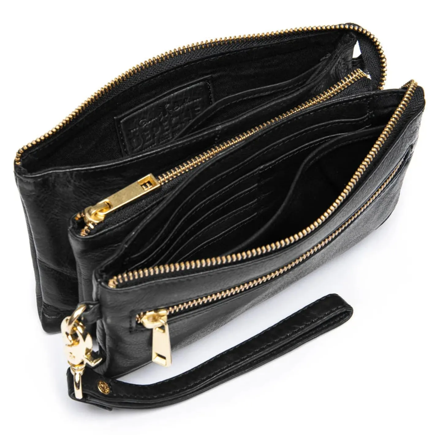 depeche__black_leather_cl_1.webp Depeche -11998 Black Leather Clutch Crossbody Bag