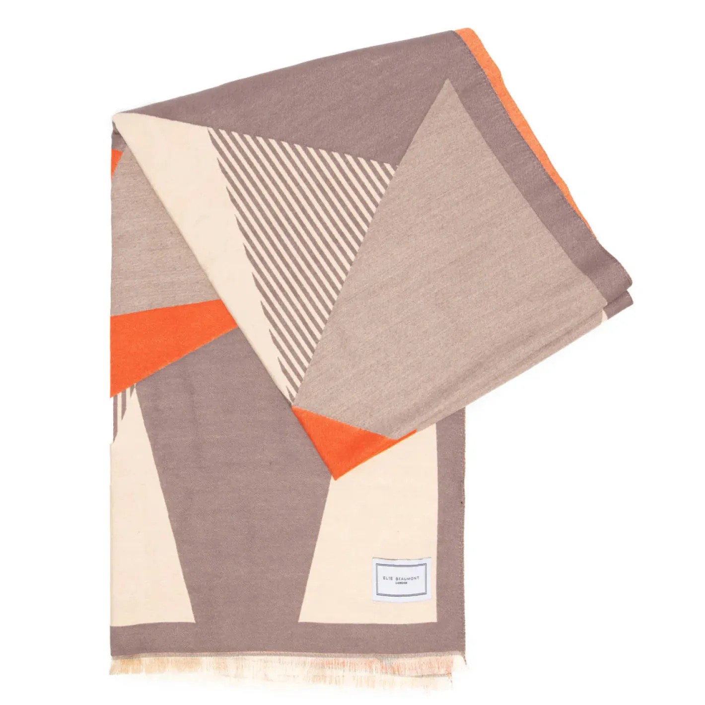 elie_beaumont__grey__ivor_3.webp Elie Beaumont - Grey / Ivory & Brick Geometric Scarf
