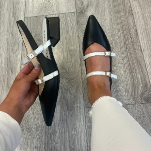 Hispanitas -HV253922 Black & White Slingback Ballerina