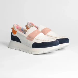 Jose Saenz - 2290 White and Navy Wedge Loafer