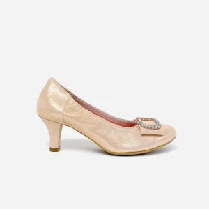 Le Babe - 3037 Dusky Pink Diamonte Kitten Heel*