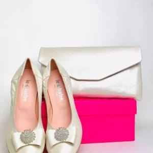 Le Babe - 3047 Ivory leather Cluster Court shoe with a Kitten heel*
