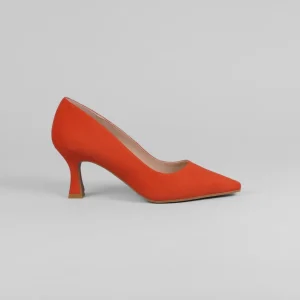 Lodi - Jona Orange Kitten Heel Court Shoe