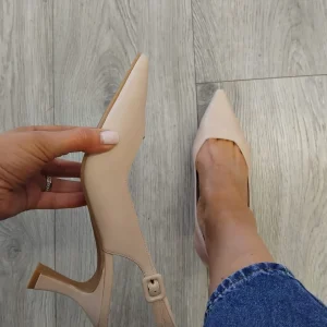 Lodi - Juco Blush Leather Kitten Heel Sling Black