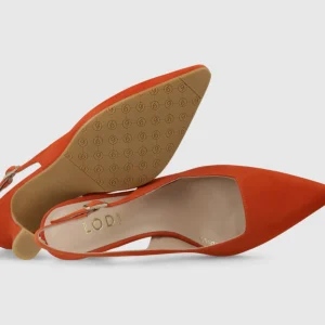 Lodi - Juco Orange Suede Kitten Heel Sling Back