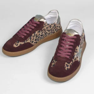 Meline - R 526 Burgundy and Leopard Trainers