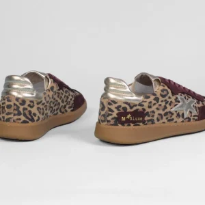 Meline - R 526 Burgundy and Leopard Trainers