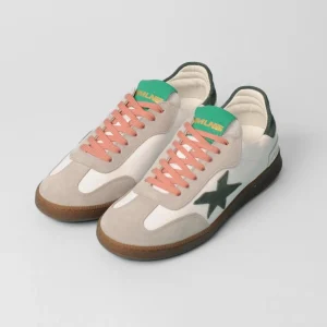 Méliné Meline - R 526 White and Green Retro Trainer