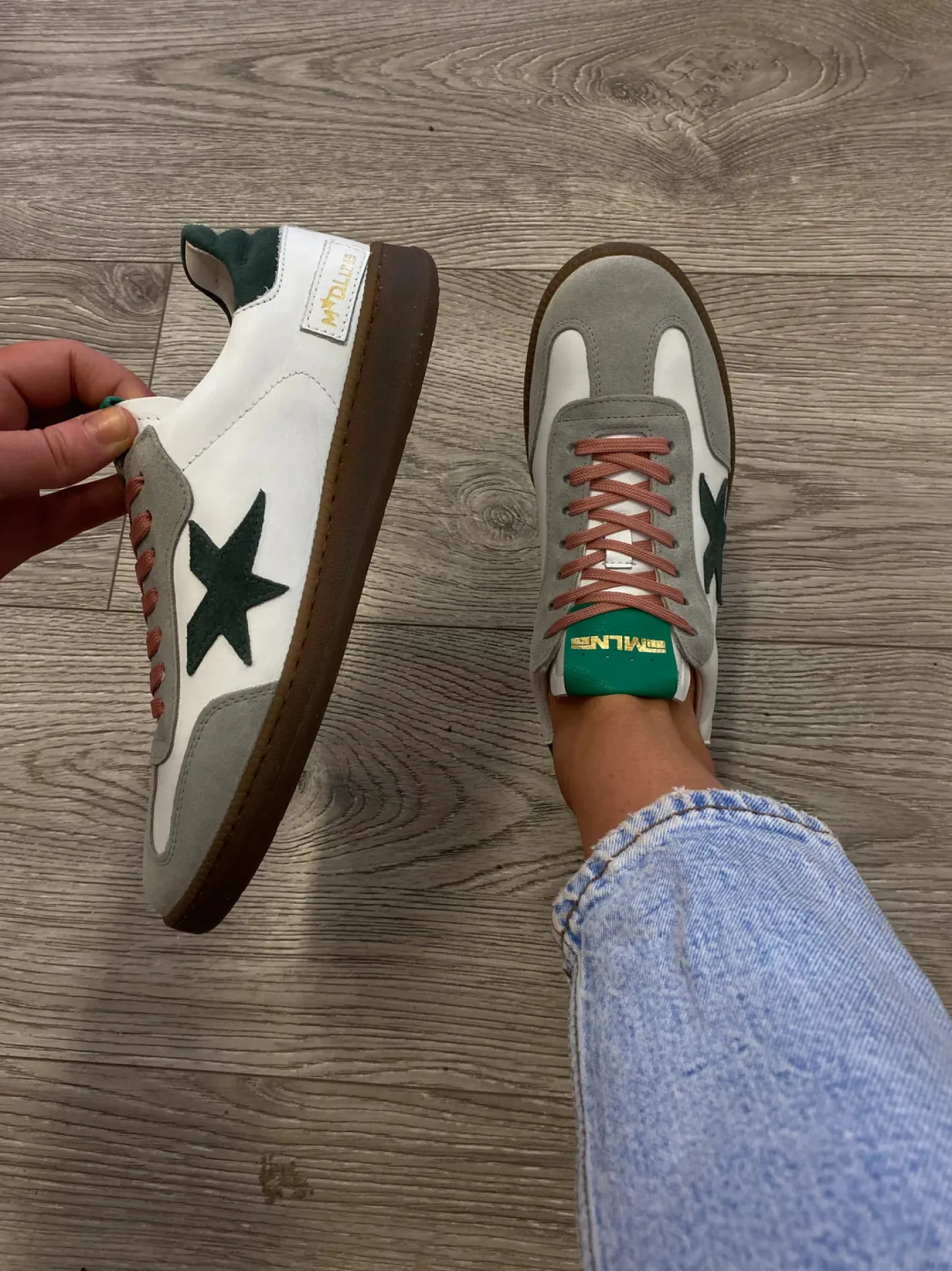 meline__r__white_and_gree_4.webp Méliné Meline - R 526 White and Green Retro Trainer