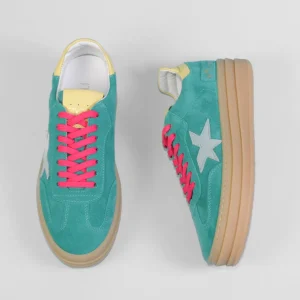 Méliné - 526 Z Green and Pink Retro Trainer