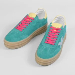 Méliné - 526 Z Green and Pink Retro Trainer
