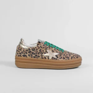 Méliné - 525 ZLeopard and Green Platform Lace Trainers