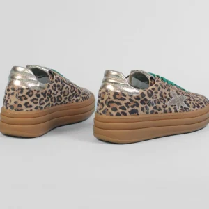 Méliné - 525 ZLeopard and Green Platform Lace Trainers