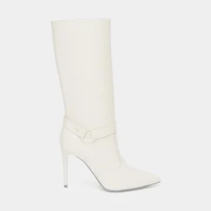 NeroGiardini - I410824DE Cream Leather Stiletto Mid Calf Boot.