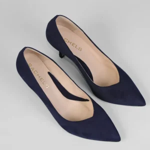 Rachels - Z6047 Navy Suede V Court Shoe