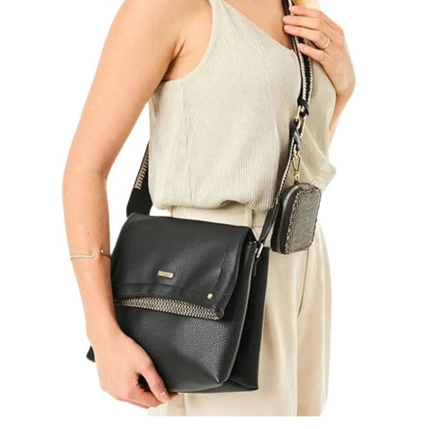 rieker__h_black_amp_cream_1.webp Rieker - H1612/00 Black & Cream Crossbody Bag