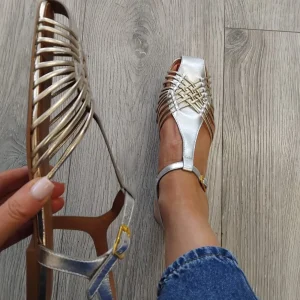 Unisa - Babic Silver and Gold Leather Sandal