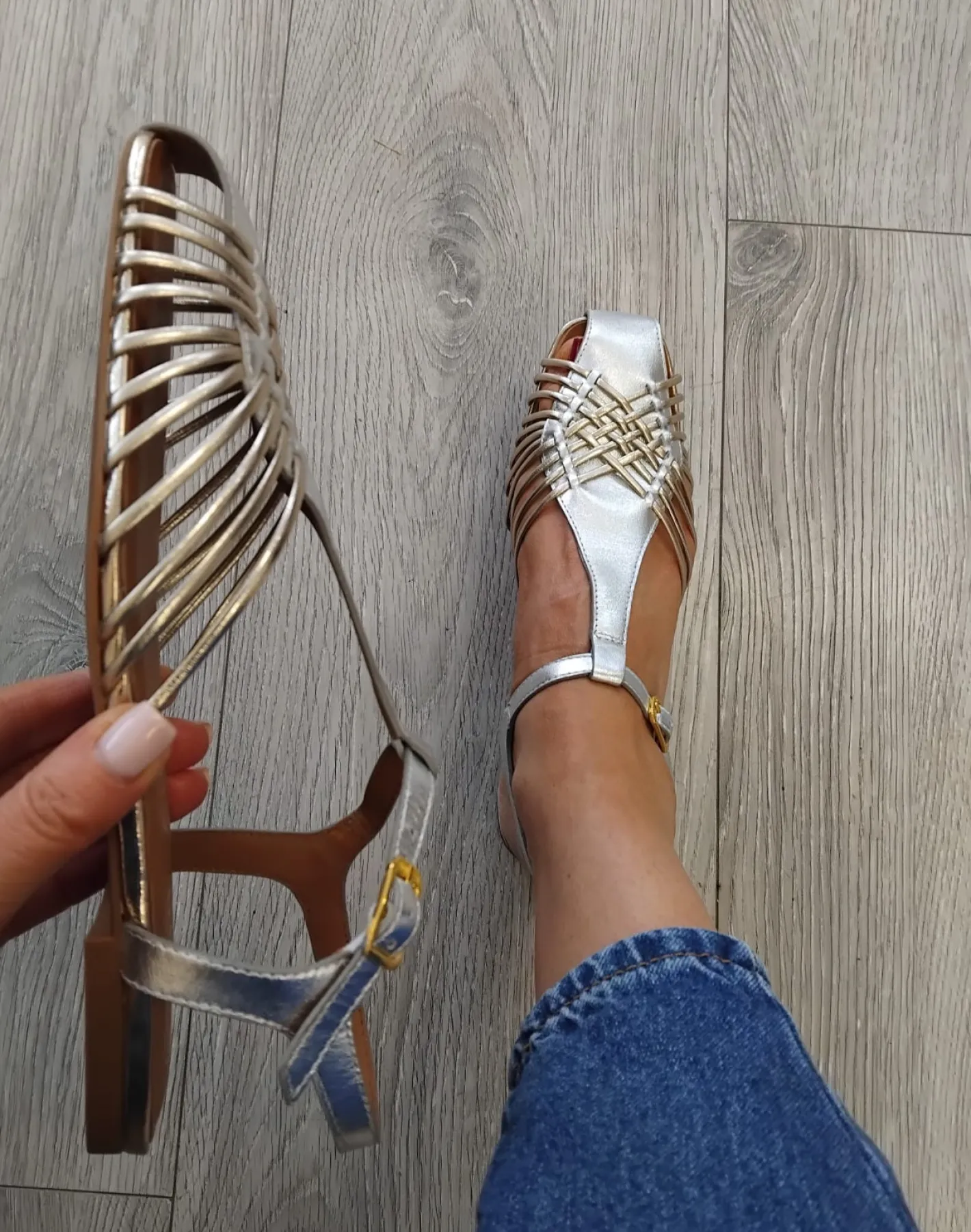 unisa__babic_silver_and_g_5.webp Unisa - Babic Silver and Gold Leather Sandal