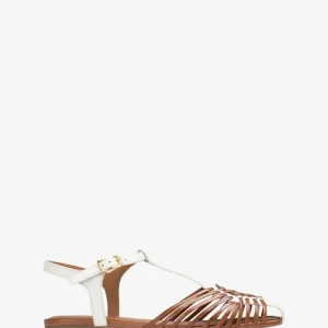 Unisa Babic White and Tan Leather Sandal