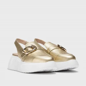 Wonders - A-3624 Gold Wedge Slingback