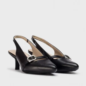 Wonders - G-7101 Black Kitten Heel Slingback